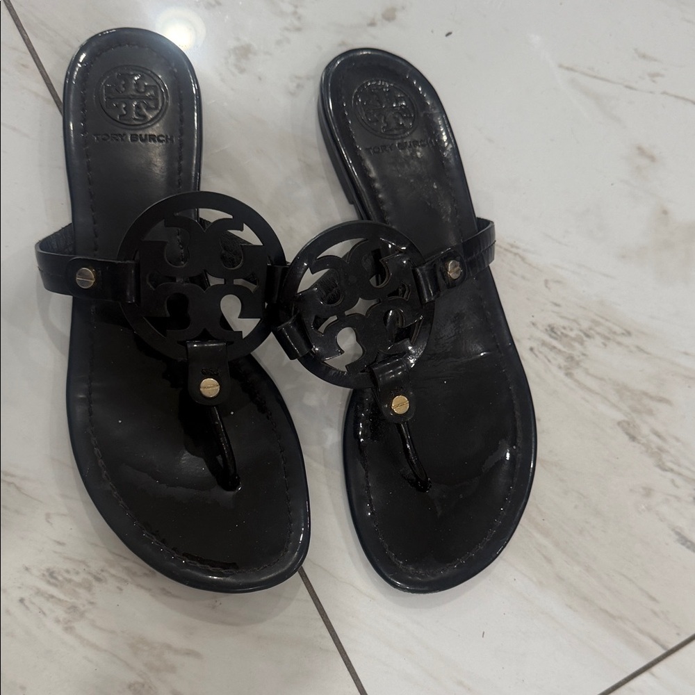 Tory Burch Glossy Black Sandals